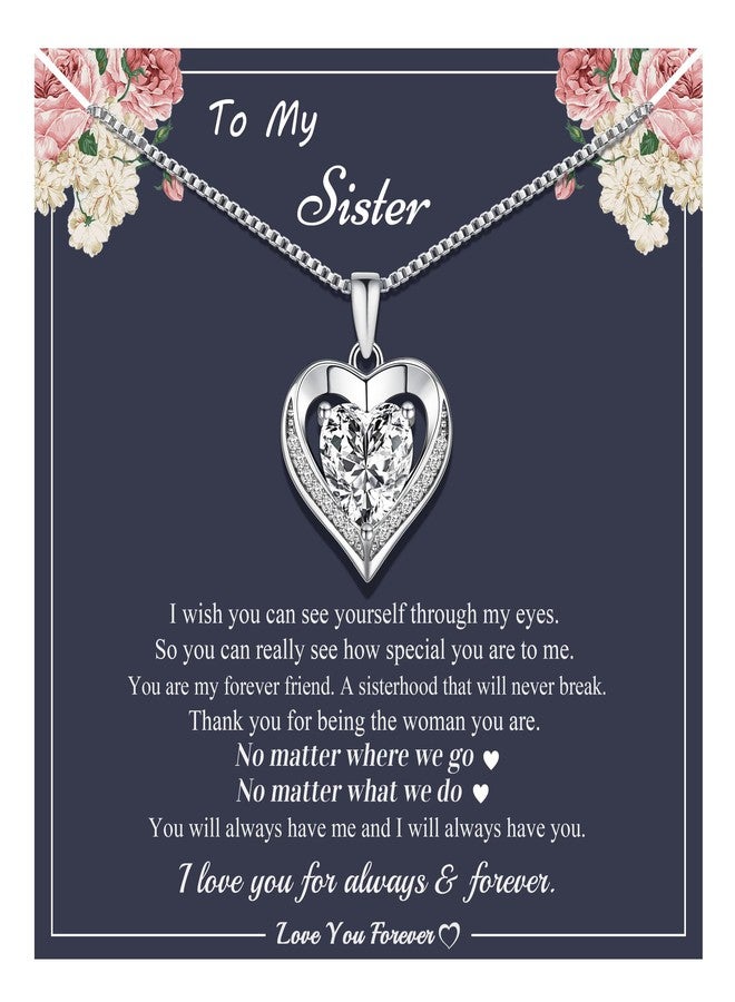 Sistble Sister Valentines Day Gifts, Birthday Gift for Sister Heart Necklace Sisters Gifts I Love You Necklaces Mothers Day Gift Ideas Christmas Friendship Best Friend Jewelry - Image 1